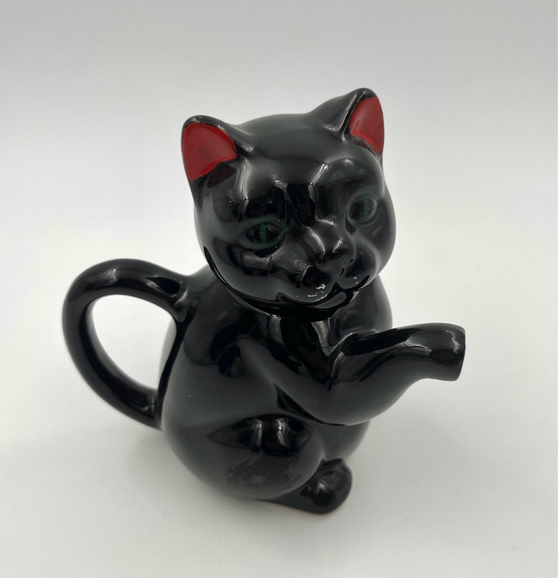 Vintage black cat teapot retro cat pitcher ceramic