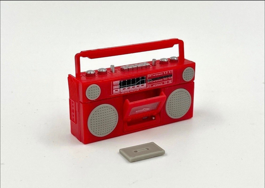 Miniature Red Boombox Cassette Player Retro