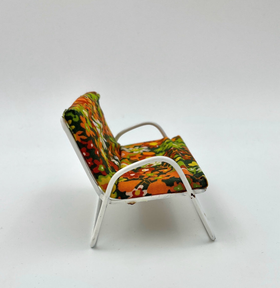 Vintage Dollhouse Furniture Set 1960s–70s – Sofa, Armchair & Table Flower Power Retro