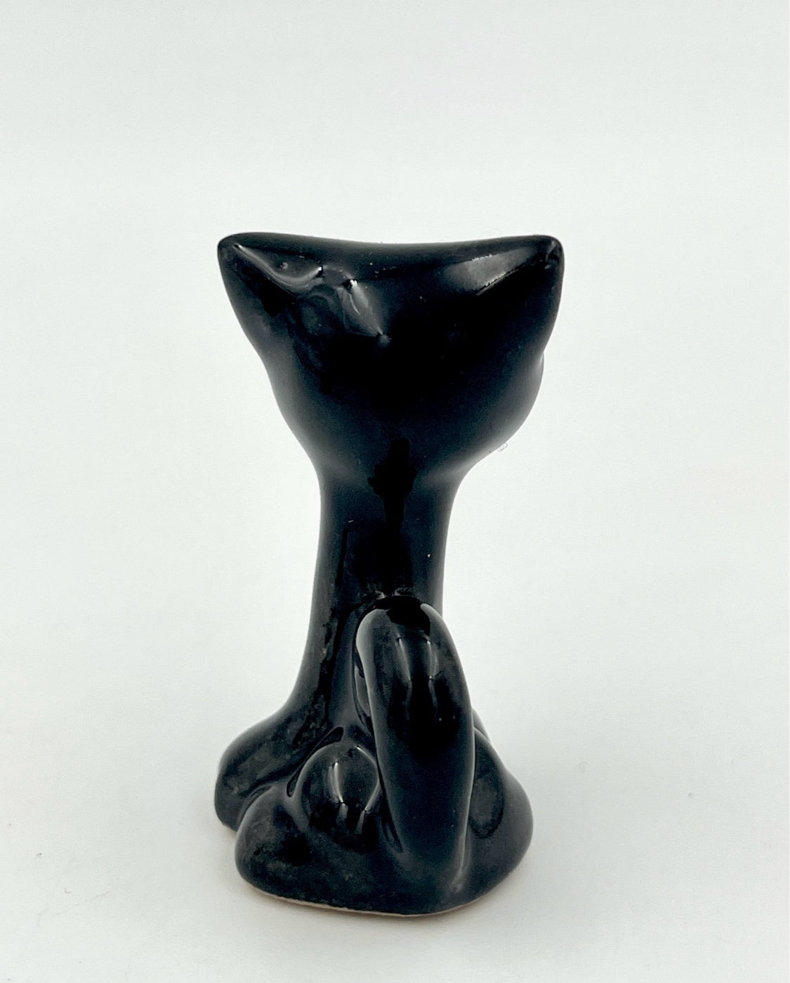 Vintage Black Ceramic Cats with Green Eyes – Mid Century Retro Cat Figurines