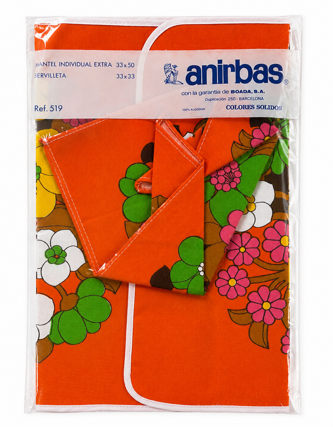 Vintage Anilbas Placemat & Napkin Set Sealed NOS  1970s Floral Design