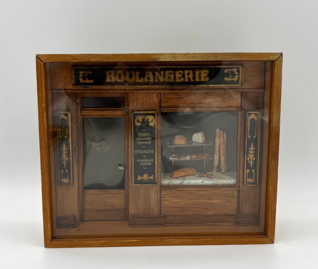 Antique Diorama Shadow Box French Boulangerie Miniature