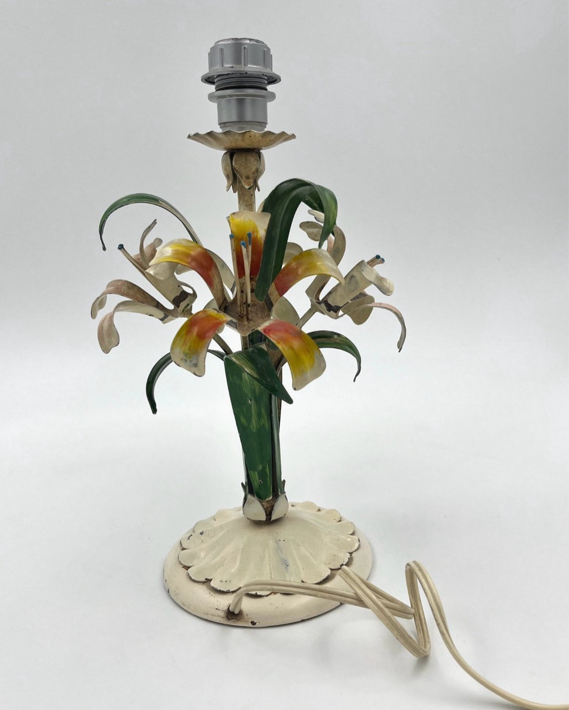 Vintage metal lily table lamp retro 1960s 1970s