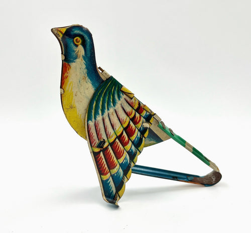 Antique lithographed tin toy bird retro vintage