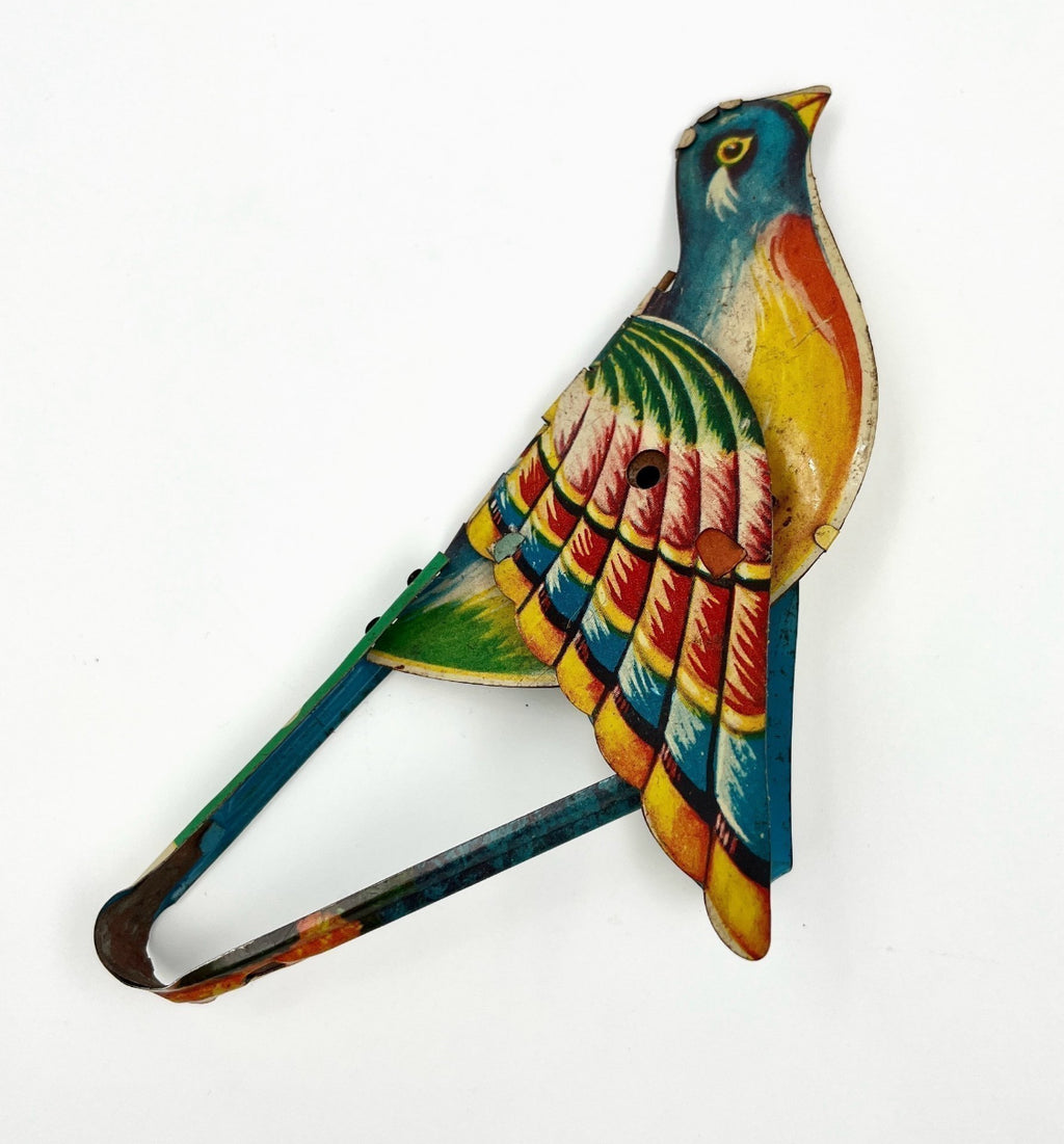 Antique lithographed tin toy bird retro vintage