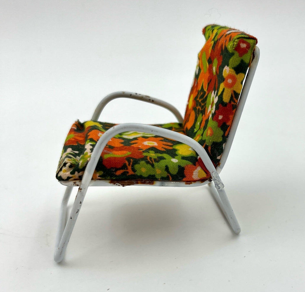 Vintage Dollhouse Furniture Set 1960s–70s – Sofa, Armchair & Table Flower Power Retro