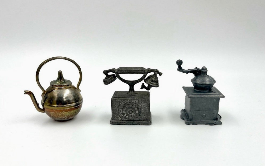 Durham Industries Miniatures – Teapot, Telephone & Coffee Grinder