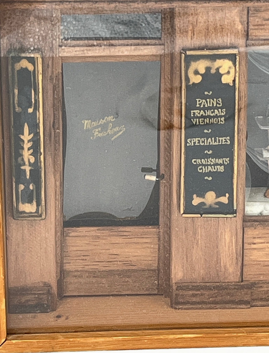 Antique Diorama Shadow Box French Boulangerie Miniature