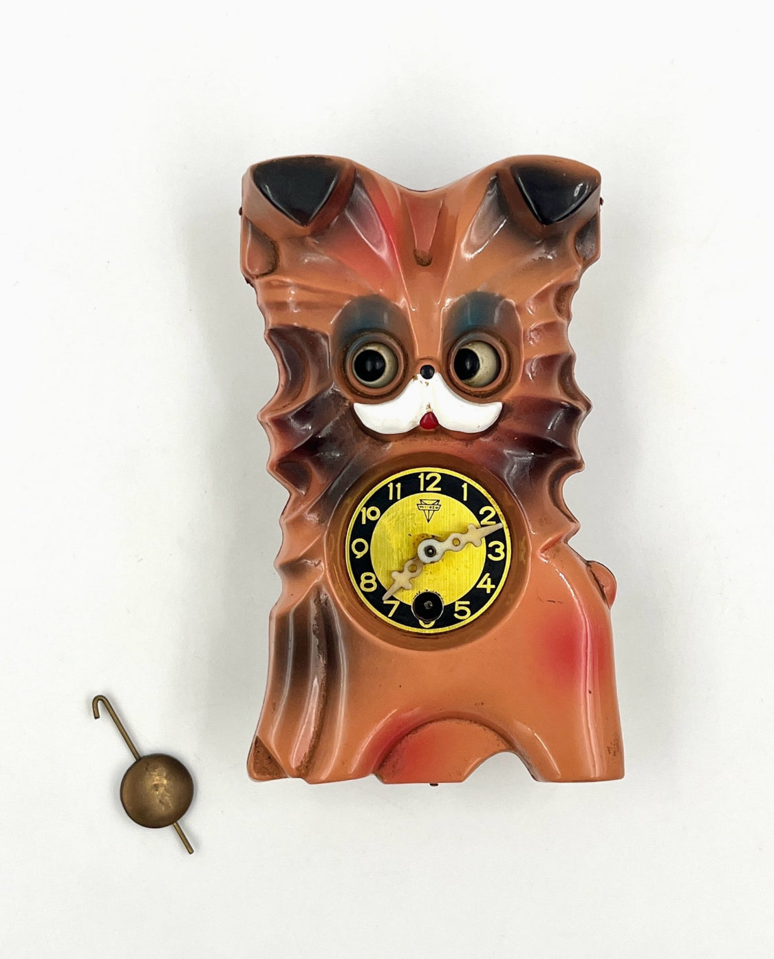 Vintage Mi-Ken cat clock with moving eyes Japan retro wall clock 1950s – 1960s