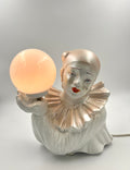 Vintage Pierrot Plastic Table Lamp  Retro Clown Lamp with Glass Globe 1970s 1980s