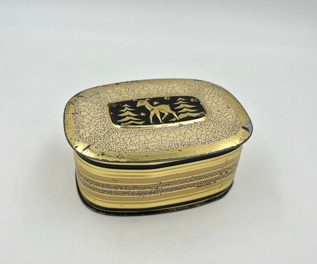 Vintage Art Deco Deer Tin Box – Retro Metal Storage