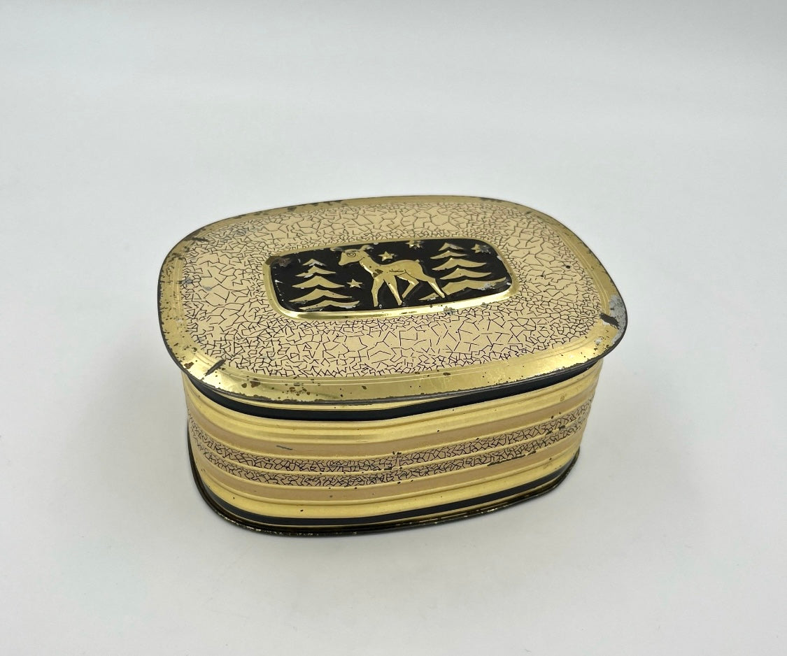 Vintage Art Deco Deer Tin Box – Retro Metal Storage