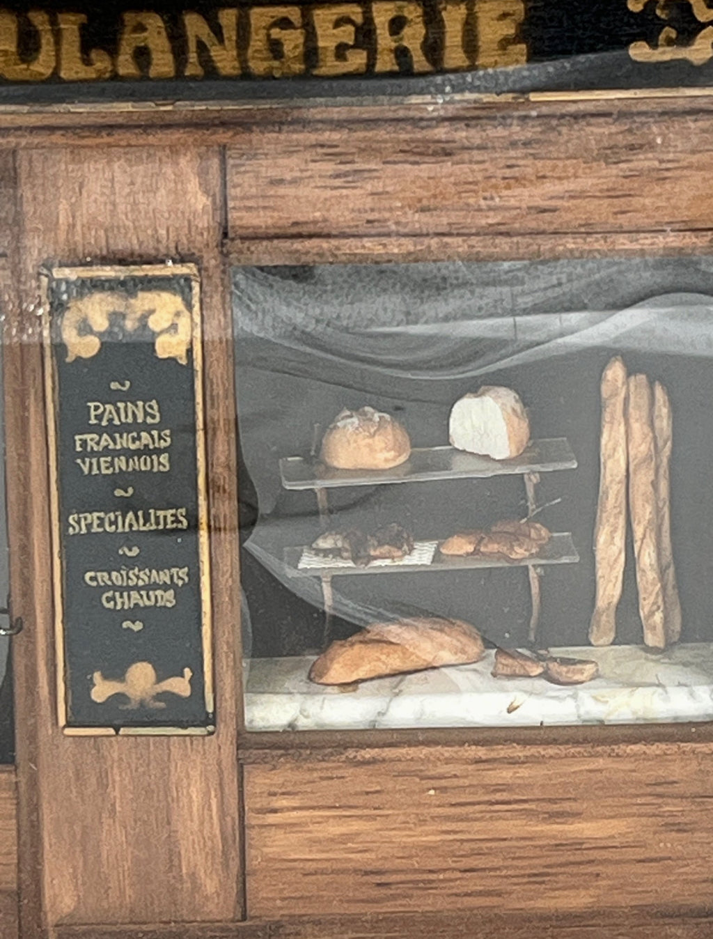 Antique Diorama Shadow Box French Boulangerie Miniature