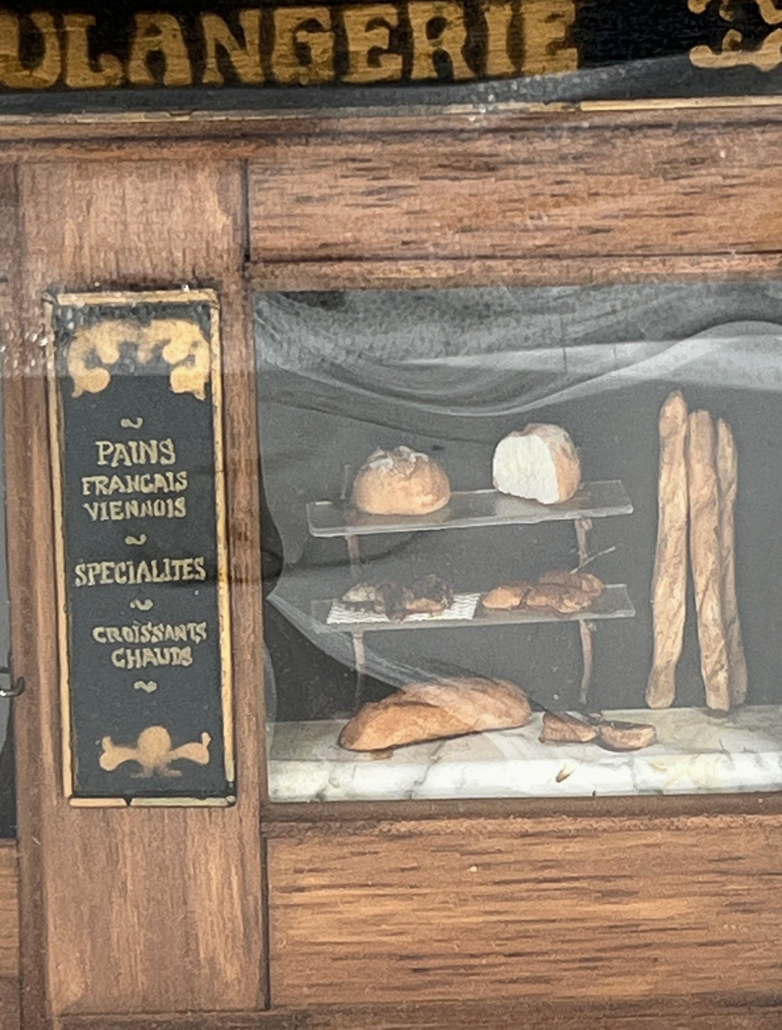 Antique Diorama Shadow Box French Boulangerie Miniature