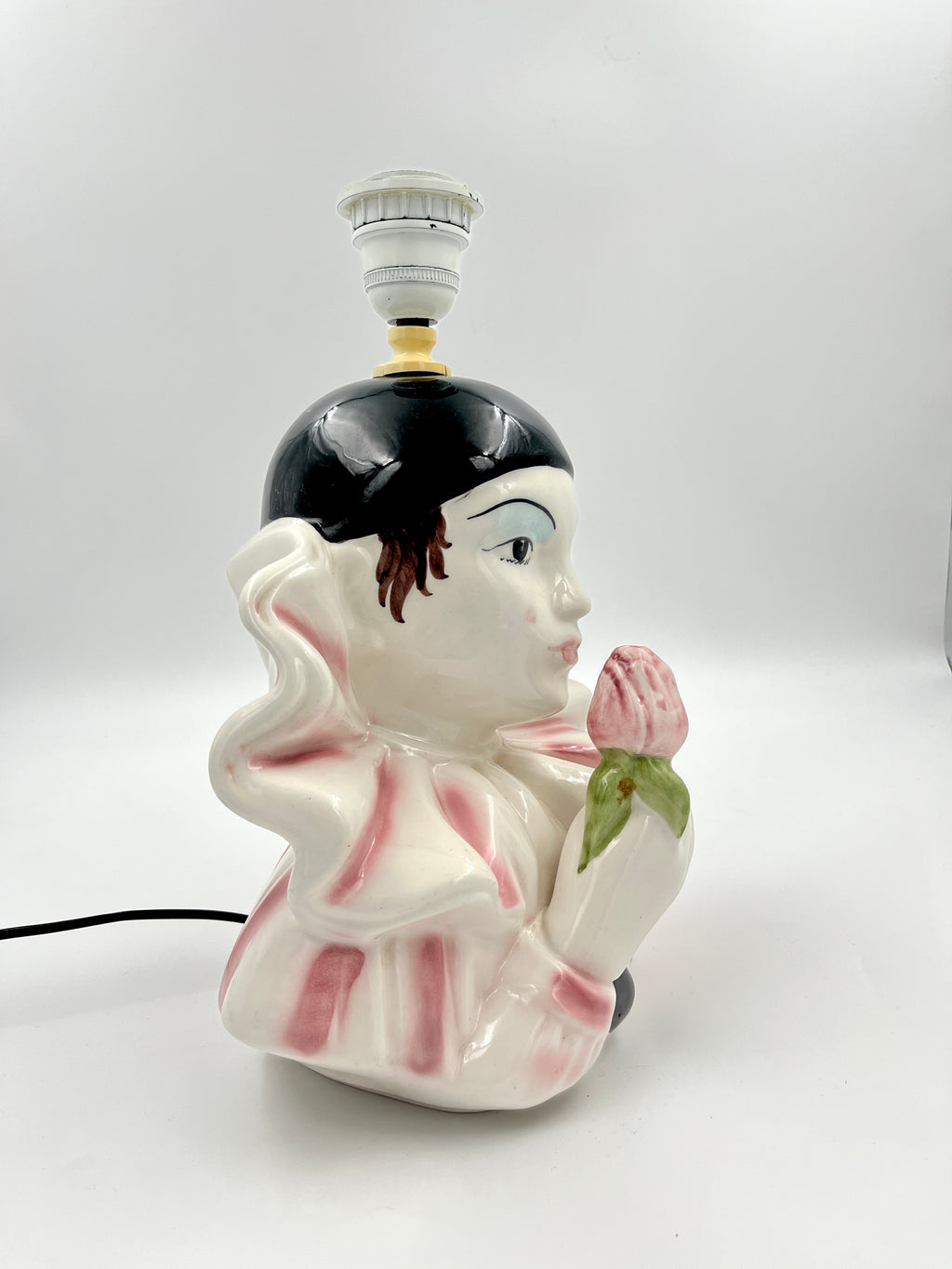 Vintage Pierrot Table Lamp in Porcelain – Retro Clown Figure Lamp Base