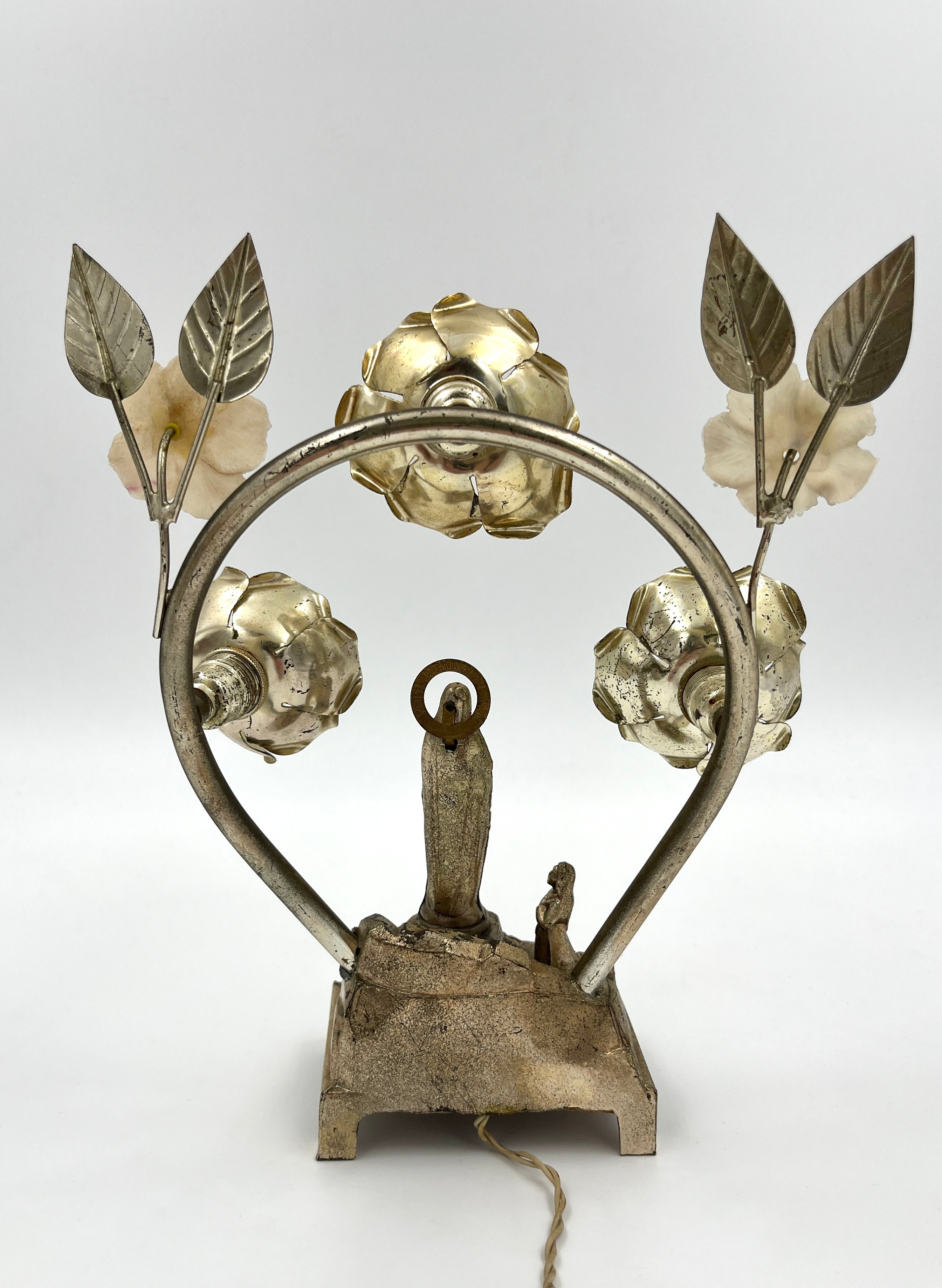 Vintage Lourdes Lamp with Music Box France/Switzerland, Mid-20th Century