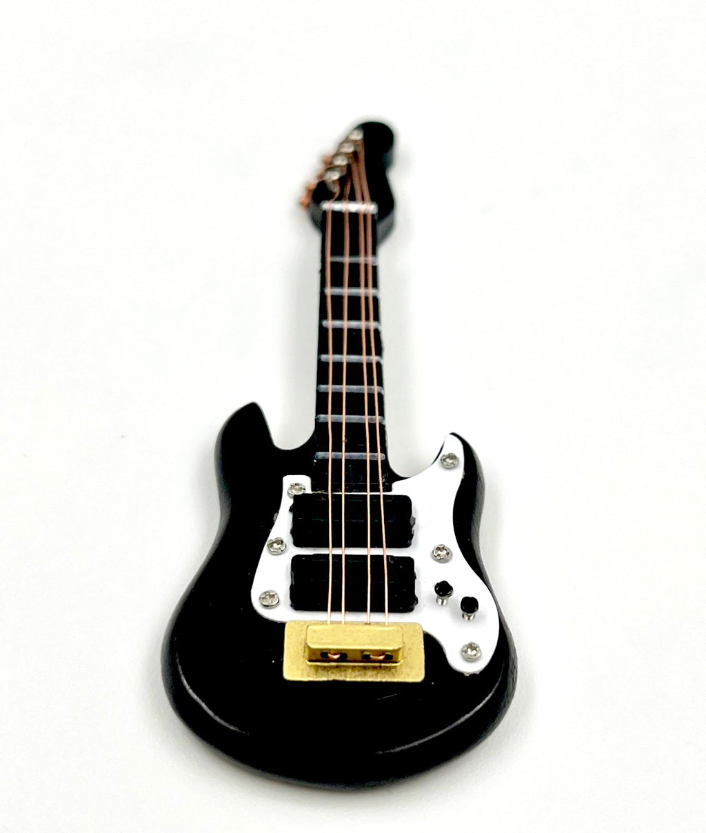 Miniature Electric Bass Guitar – Retro Decorative Model – 9 cm