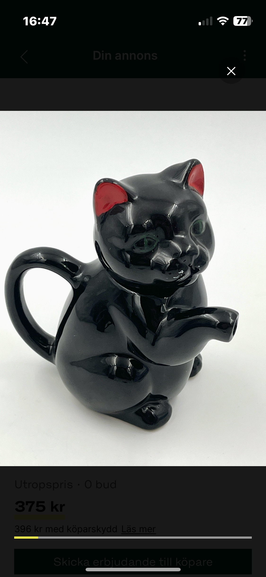 Vintage black cat teapot retro cat pitcher ceramic