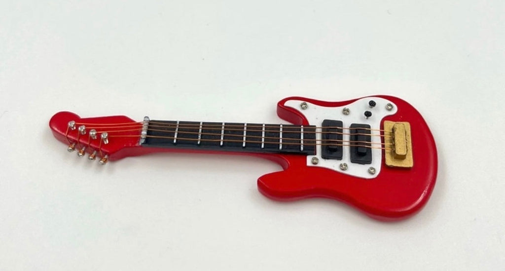 Miniature Electric Bass Guitar – Retro Decorative Model – 9 cm