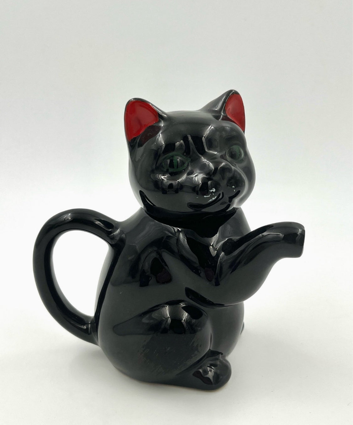 Vintage black cat teapot retro cat pitcher ceramic