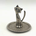 Vintage Cat Jewelry Holder Ring Holder Silver Tray
