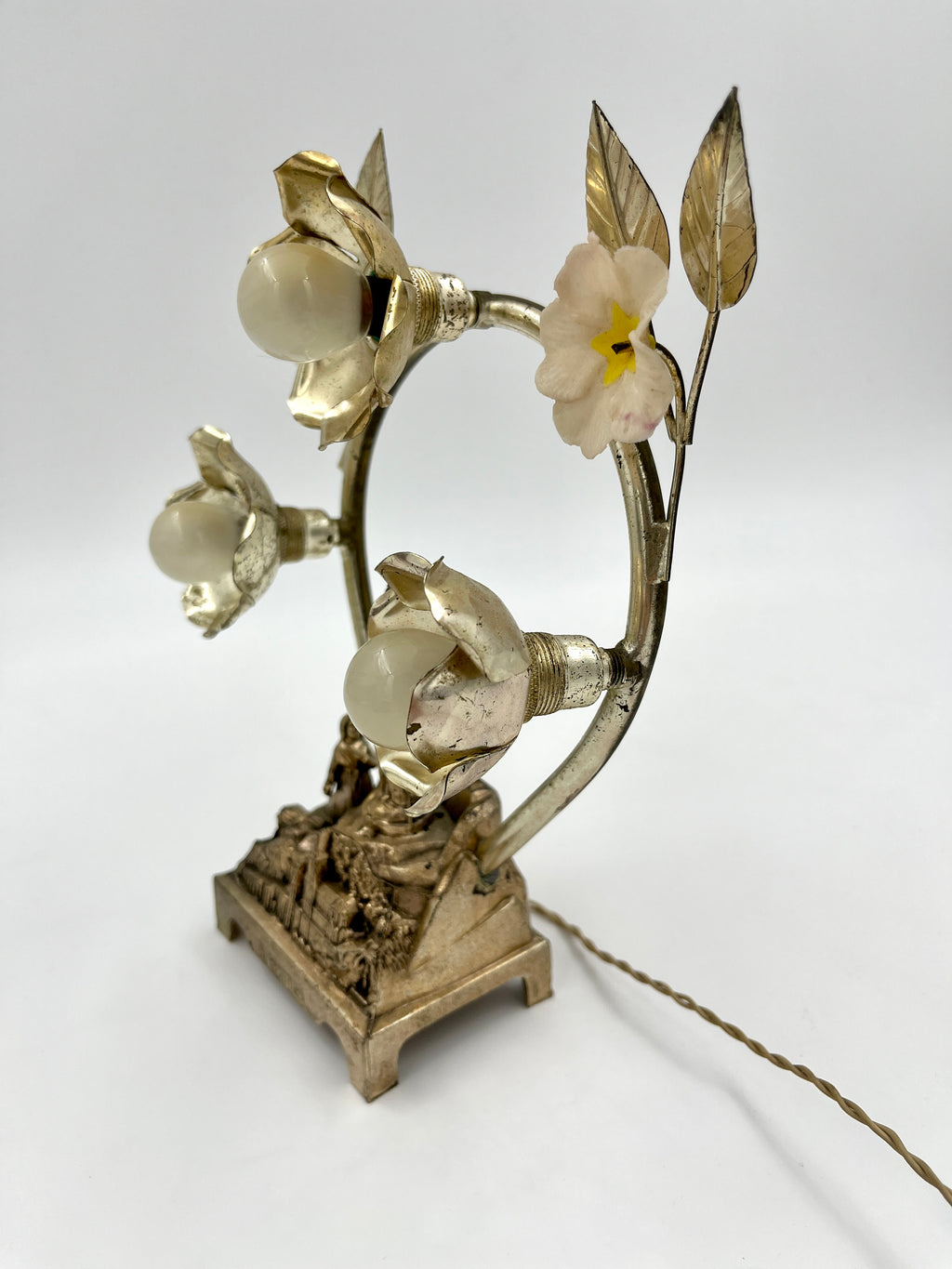 Vintage Lourdes Lamp with Music Box France/Switzerland, Mid-20th Century