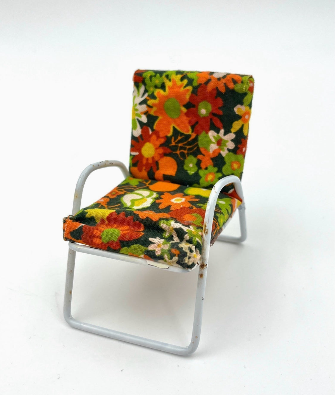 Vintage Dollhouse Furniture Set 1960s–70s – Sofa, Armchair & Table Flower Power Retro