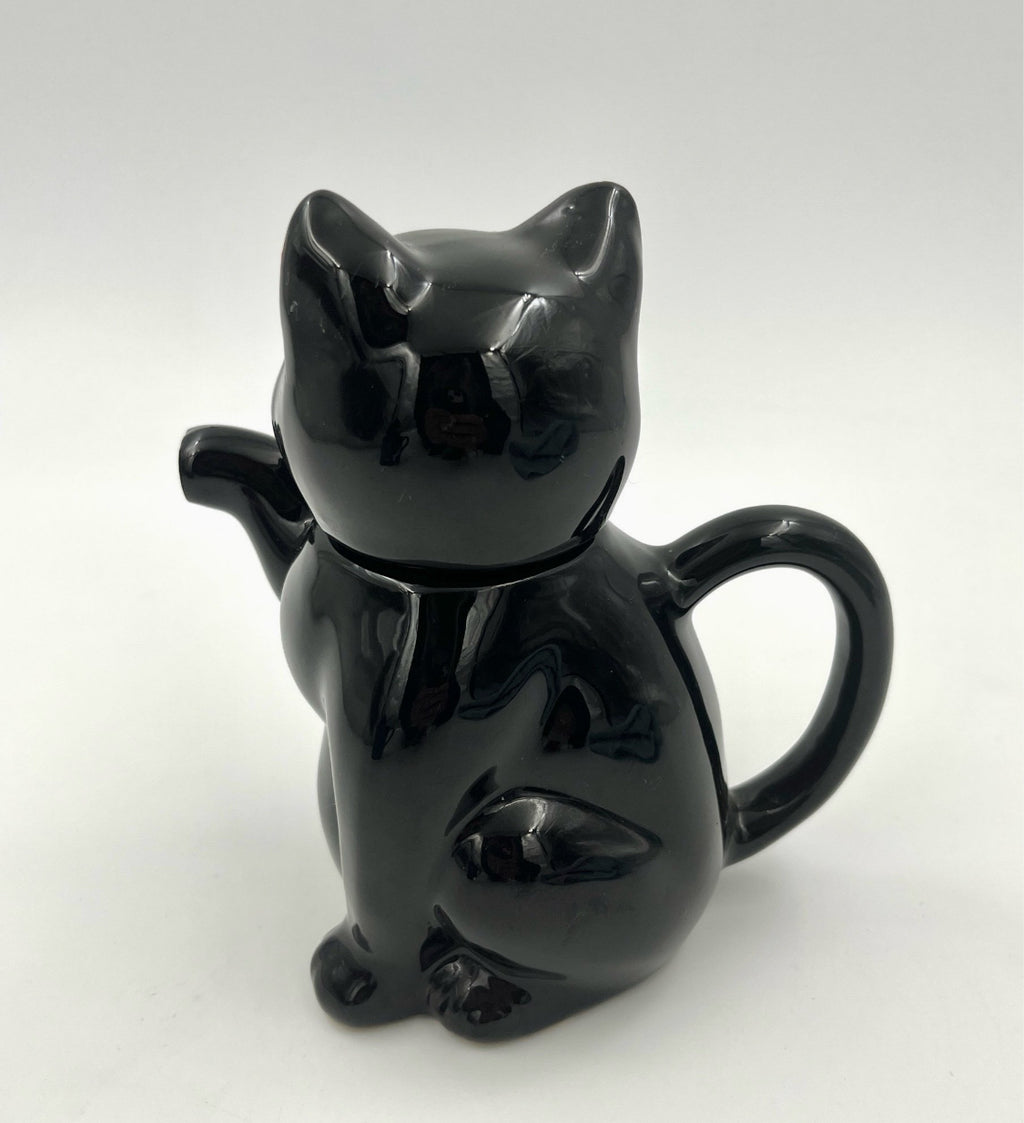 Vintage black cat teapot retro cat pitcher ceramic