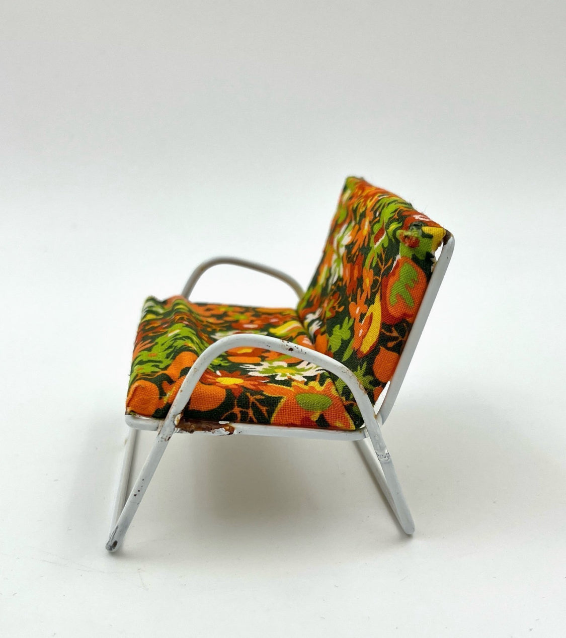 Vintage Dollhouse Furniture Set 1960s–70s – Sofa, Armchair & Table Flower Power Retro