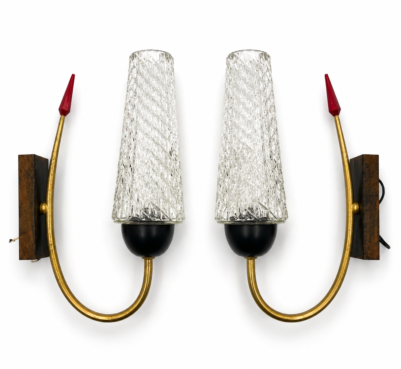 Pair of Vintage Wall Lamps Retro Mid Century Design 1950s
