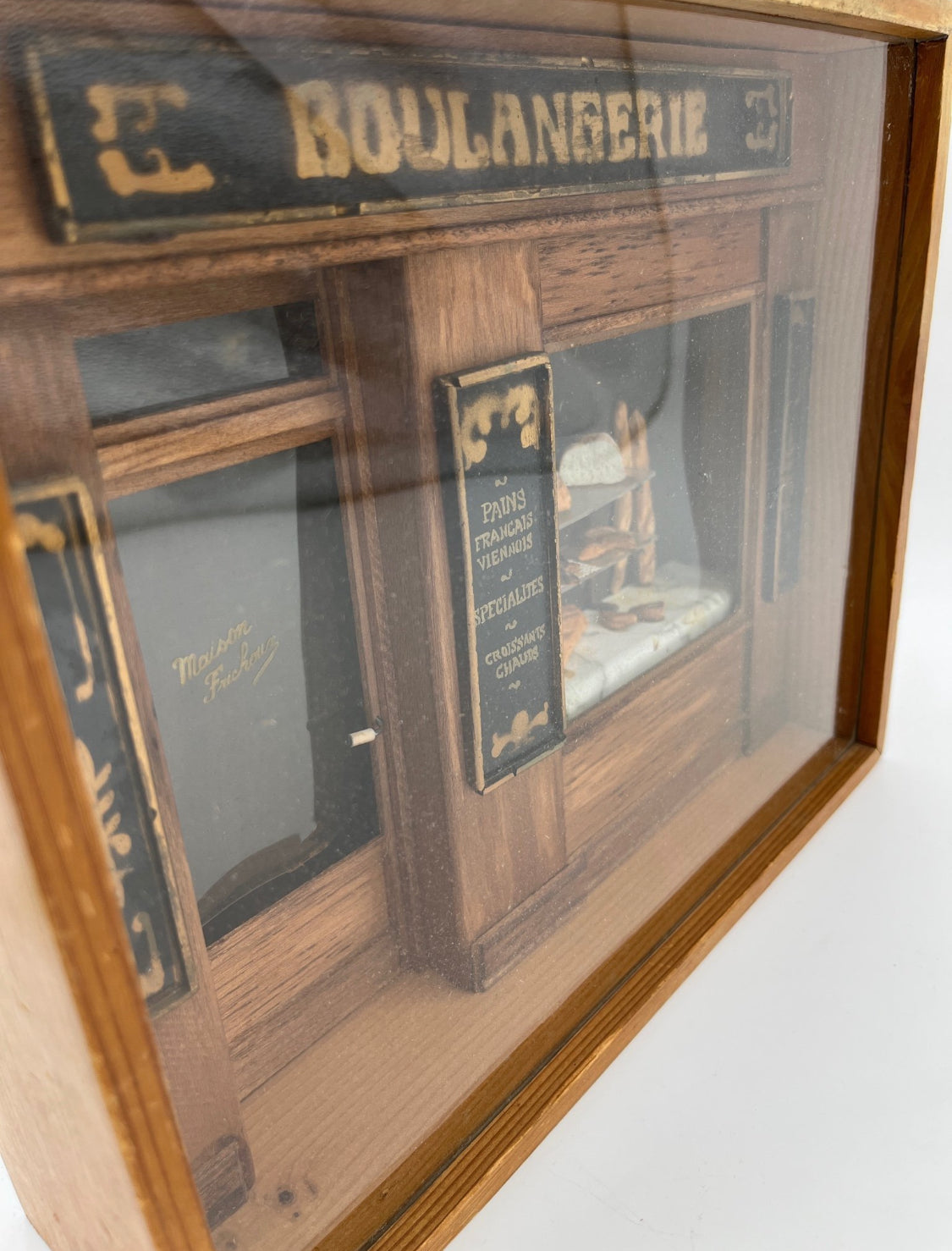 Antique Diorama Shadow Box French Boulangerie Miniature
