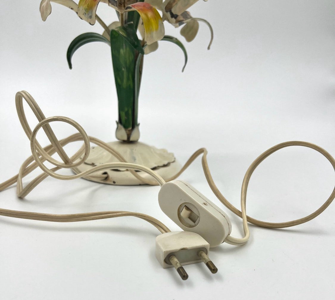 Vintage metal lily table lamp retro 1960s 1970s