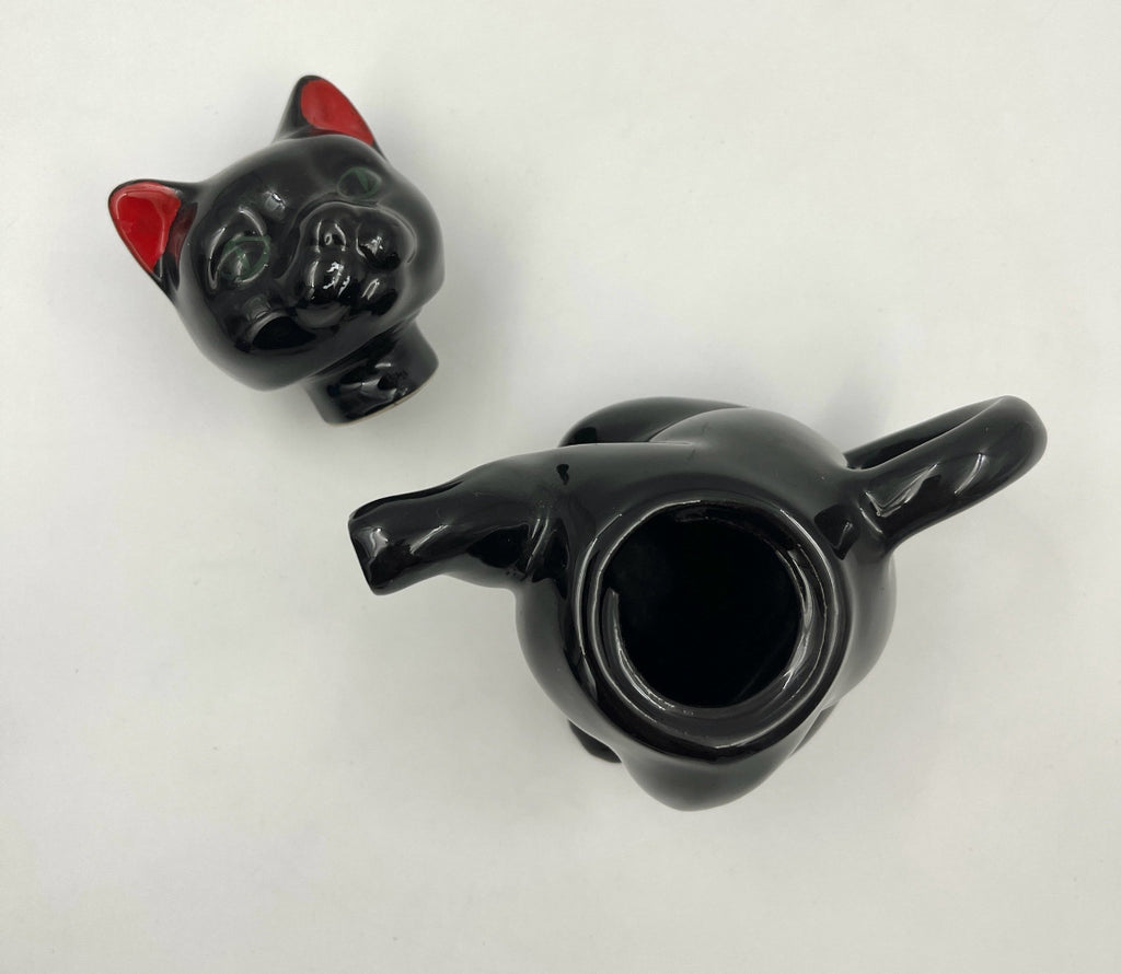 Vintage black cat teapot retro cat pitcher ceramic