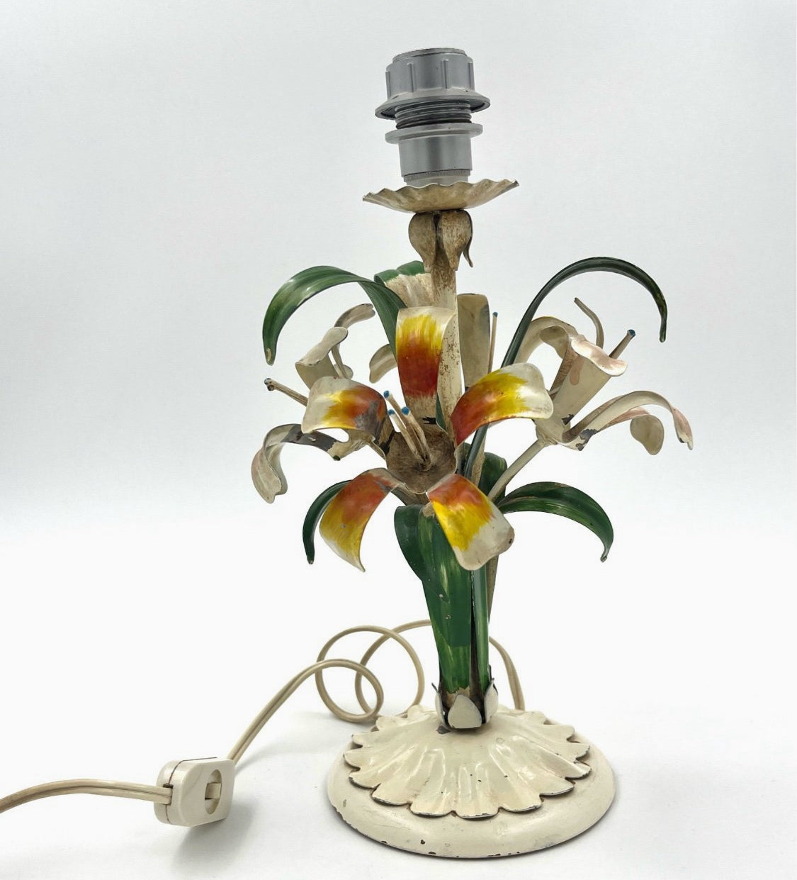 Vintage metal lily table lamp retro 1960s 1970s