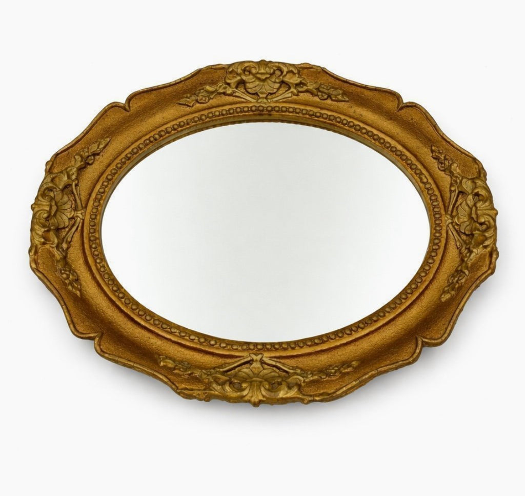 Vintage oval wall mirror gold frame classic style