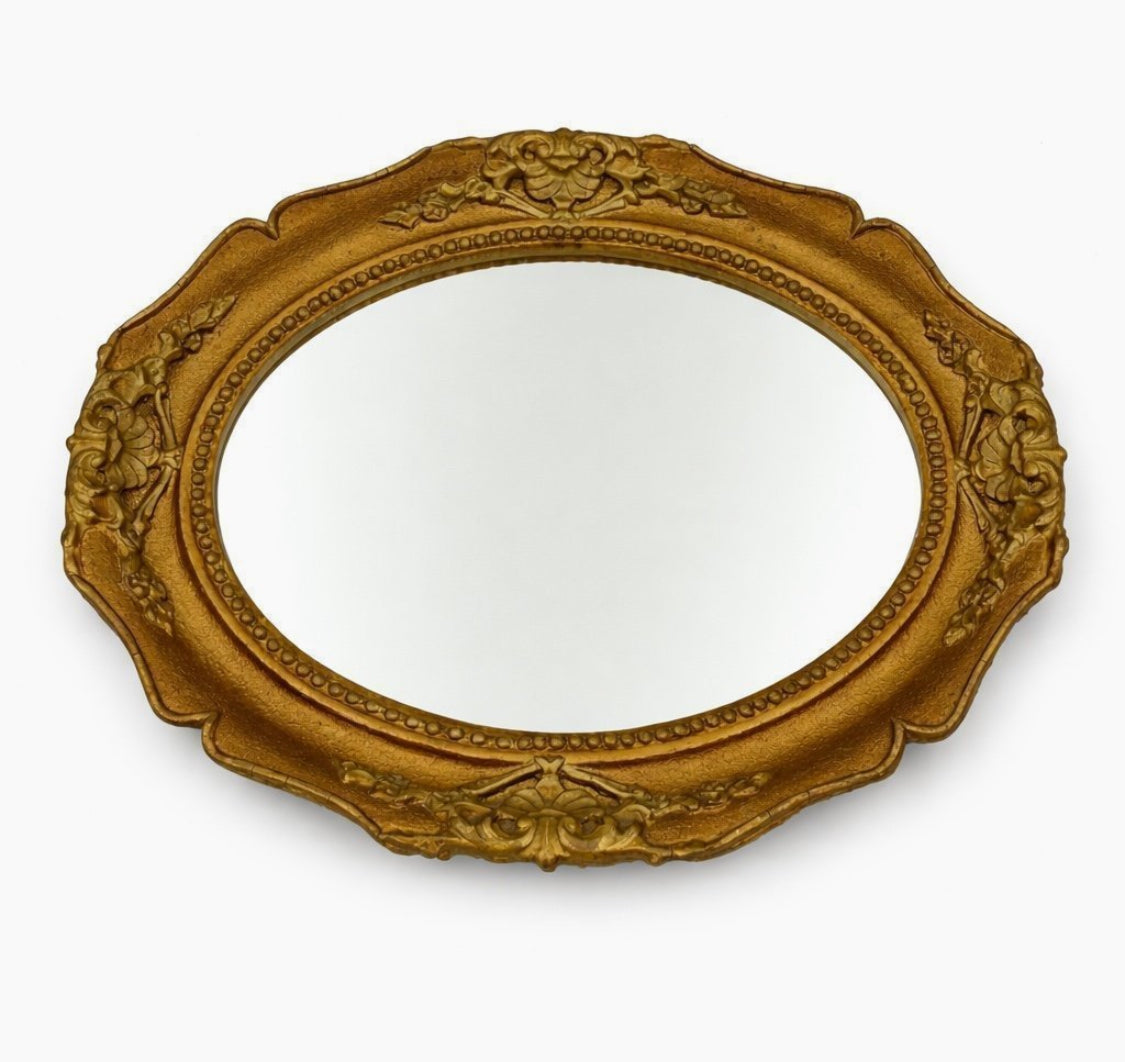 Vintage oval wall mirror gold frame classic style