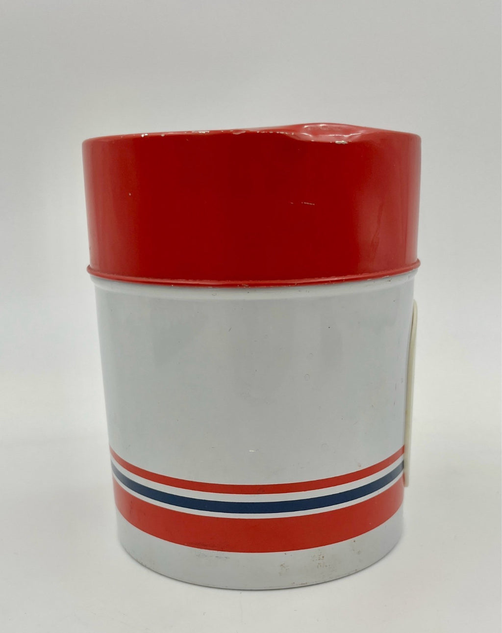 Vintage Tin Container with Red Lid – Retro Storage Jar 1970s