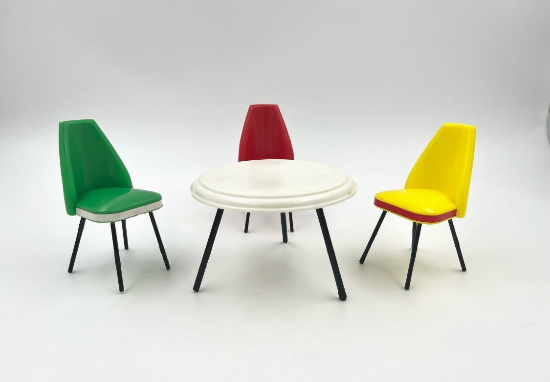 Vintage doll furniture table and chairs 1950s