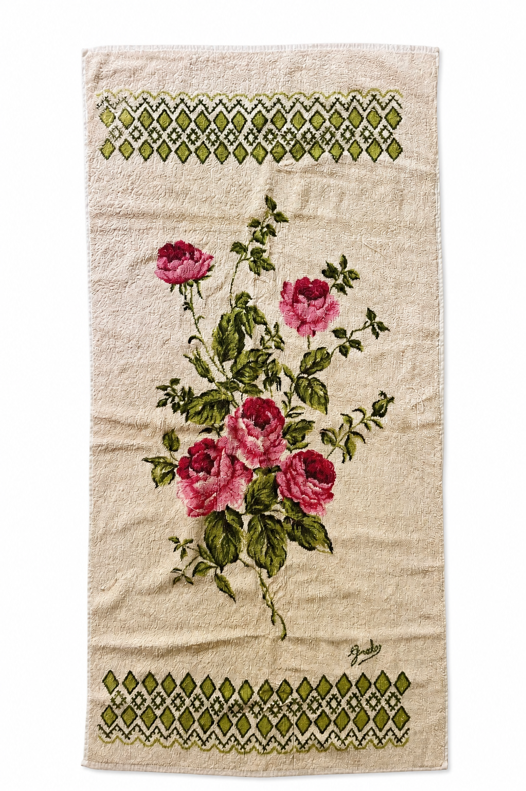 Vintage Rose Towel Romantic Retro Design 1970s