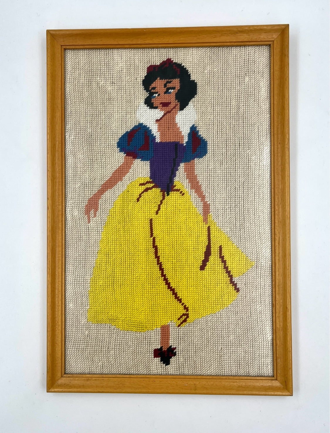 Vintage Embroidered Snow White Wall Hanging Disney Handcrafted Picture