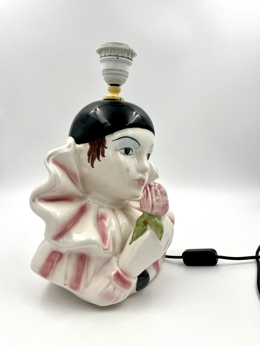 Vintage Pierrot Table Lamp in Porcelain – Retro Clown Figure Lamp Base
