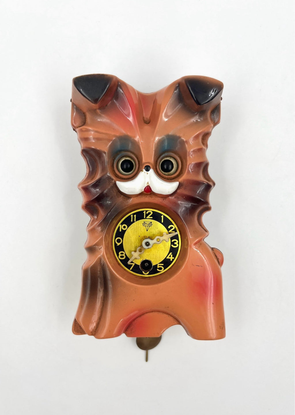 Vintage Mi-Ken cat clock with moving eyes Japan retro wall clock 1950s – 1960s
