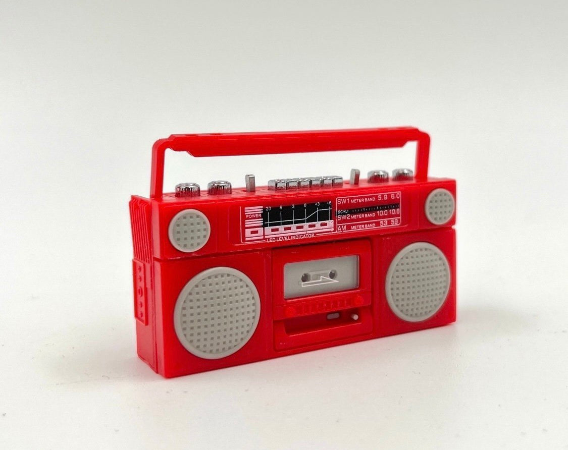 Miniature Red Boombox Cassette Player Retro
