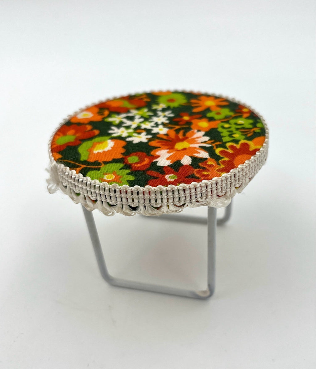 Vintage Dollhouse Furniture Set 1960s–70s – Sofa, Armchair & Table Flower Power Retro