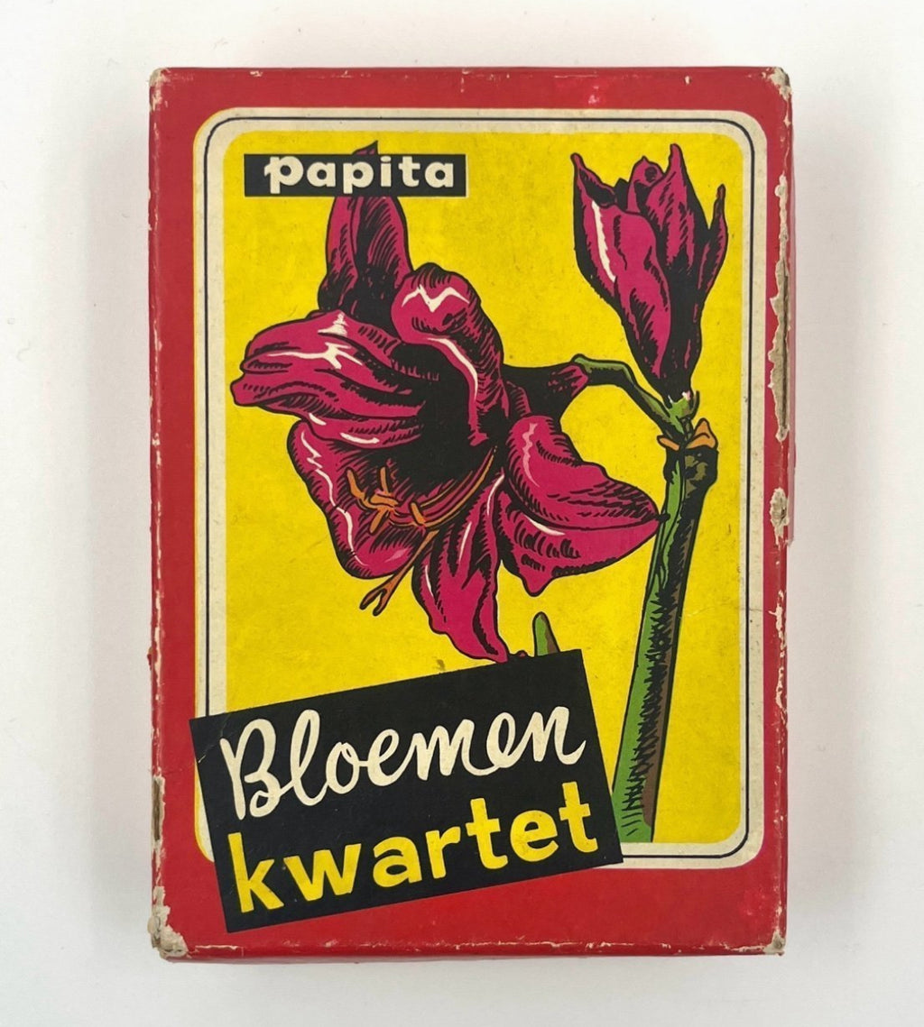 Vintage Papita Blomen Kwartet Card Game Floral Motif Retro