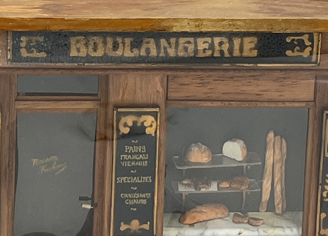 Antique Diorama Shadow Box French Boulangerie Miniature