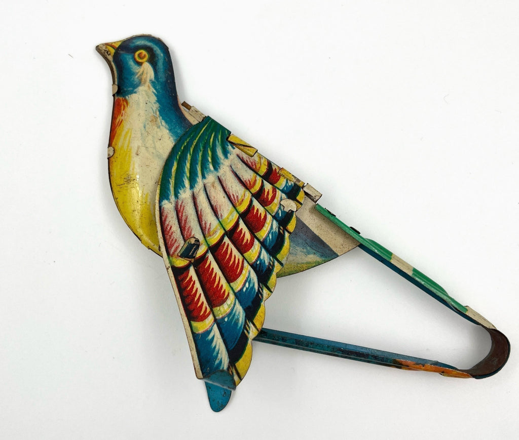 Antique lithographed tin toy bird retro vintage