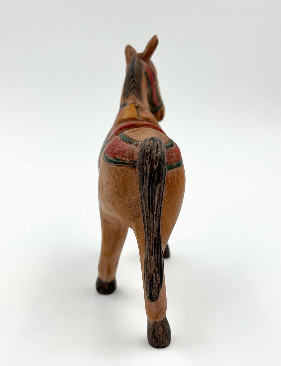 Vintage Hand-Painted Wooden Horse Figurine Retro Decor