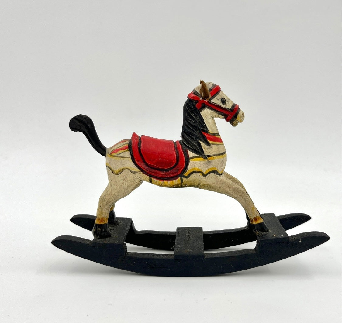 Vintage Hand-Painted Wooden Rocking Horse Carousel Horse Retro Decor
