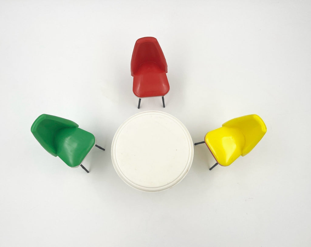 Vintage doll furniture table and chairs 1950s